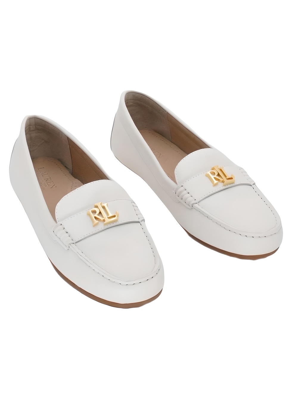 Lauren Ralph Lauren Barnsbury Leather Slip-On Driver Loafers Soft White Size 7M